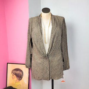 Vintage 90s Deadtock Animal Print Plunging Neckline Blouse